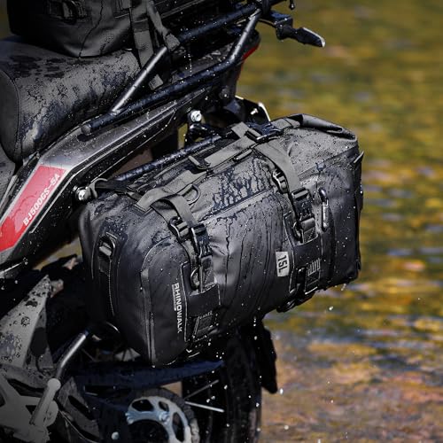 Waterproof Motorcycle Tail Bag 15L Motorbike Rear Rack Storage Bag Saddle Pannier for Touring Adventure Commuting Black - size: 15L
