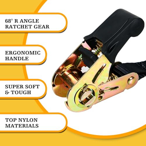 Endless Retractable Ratchet Straps 1650 lb Break Strength 1" x 10 Ft (No Hooks)Tie Down Strap Rope Travel Trailer/RV Motorcyle,Car Cargo Ropes for tieing up Stuff,Case,Water Tank to Roof Rack,or Trees - size: 1in x 10ft-2p