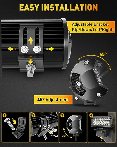 NAOEVO 7 Inch LED Light Bar, 480W 48,000LM LED Offroad Fog/Driving Lights with Spot Flood Combo Beam, Work for Truck Boat ATV UTV, 4 Pcs (White) - size: 4 Pcs