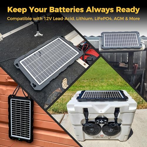 SUNAPEX 12V Solar Battery Charge: 10W Waterproof Portable Solar Panel Kit - Battery Maintainer Trickle Charger - with Upgrade Built in Charge Controller for Car Boat RV Trailer Automotive Motorcycle - size: 10W