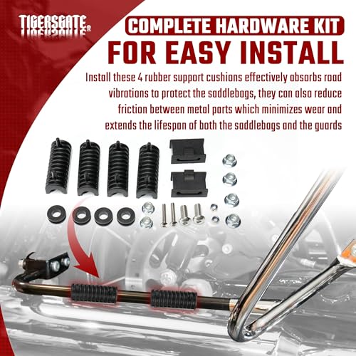 Chrome Rear Saddlebag Guards complete Kit for 2014-Later Harley Touring Street Road Glide Electra Glide Road King - color: hrome