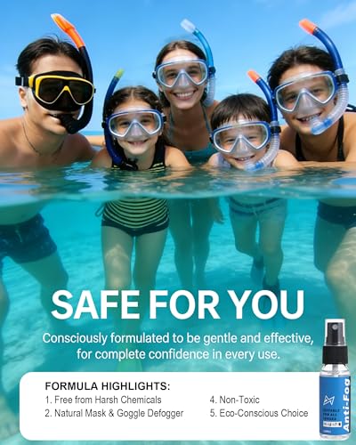 Safe Anti Fog Spray for Swim Goggles Glasses, 2 Pack Quick and Long-Lasting Defogger for Eye Glasses Swim Goggles Ski Goggles Snorkel Mask Scuba Diving Mask Motorcycle Helmet Visor Hockey Shield
