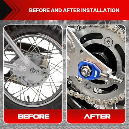 Canitu Blue Rear Chain Adjusters,Motorcycle Billet Rear Axle Blocks Swingarm Spool Tensioner Tension Adjuster Accessories for Honda CRF110 2013-2024 - color: BLUE
