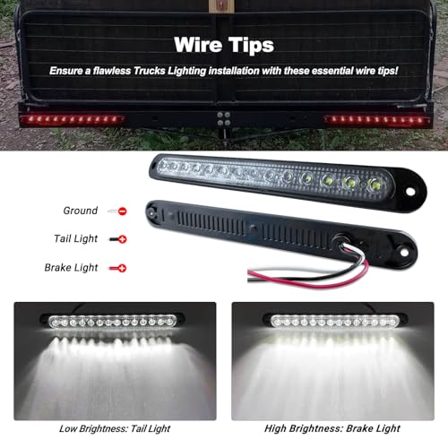 10" White Trailer LED Reverse Lights Bar Strip Truck Bed Backup Lights Rear Running Side Marker for Truck RV Aluminum Alloy Base, 15 LEDs 2Pcs - color: White