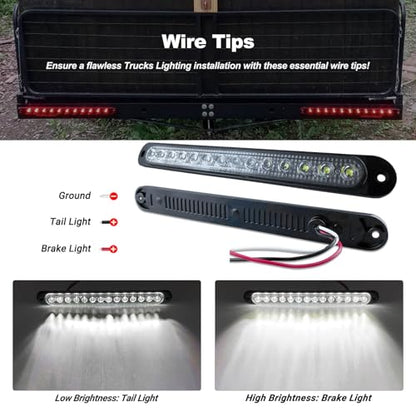 10" White Trailer LED Reverse Lights Bar Strip Truck Bed Backup Lights Rear Running Side Marker for Truck RV Aluminum Alloy Base, 15 LEDs 2Pcs - color: White