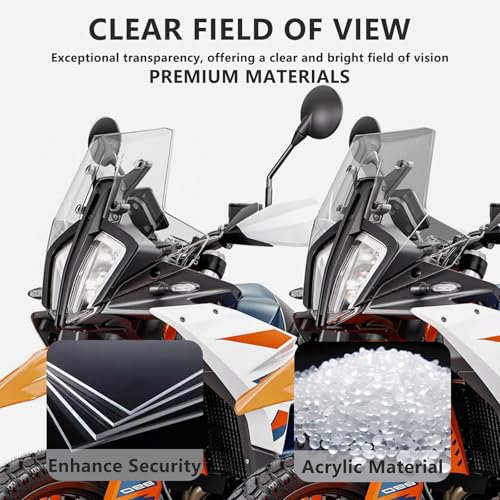 Motorcycle Windshield Deflectors for 790ADV 890 ADV Adventure 2023-2025, Front Acrylic Air Deflector Windscreen Visor Accessories for 790 890 ADV R Rally (Smoke Gray)