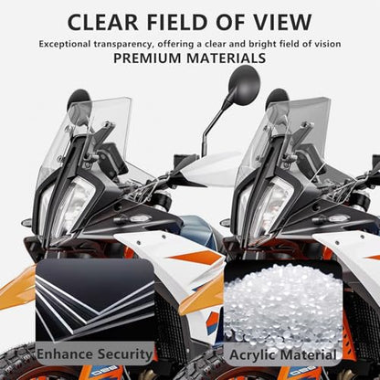 Motorcycle Windshield Deflectors for 790ADV 890 ADV Adventure 2023-2025, Front Acrylic Air Deflector Windscreen Visor Accessories for 790 890 ADV R Rally (Smoke Gray)