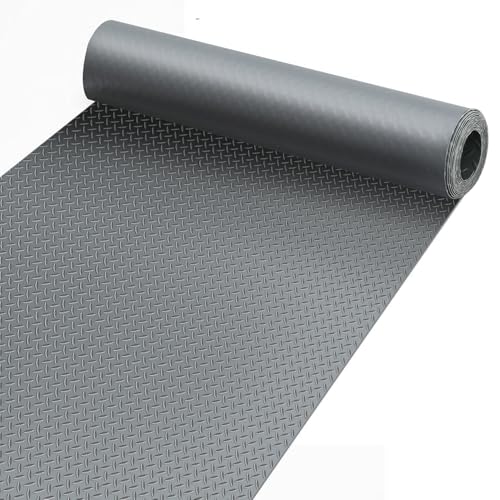 4x20FT Garage Floor Mat, Garage Floor Roll for Under Car, Golf Cart Parking Mat, Diamond Plate PVC Rubber Motorcycle Mat, Non-Slip Floor Protector for Garage Warehouse Trailer - color: Grey Diamond, size: 4 x 20FT