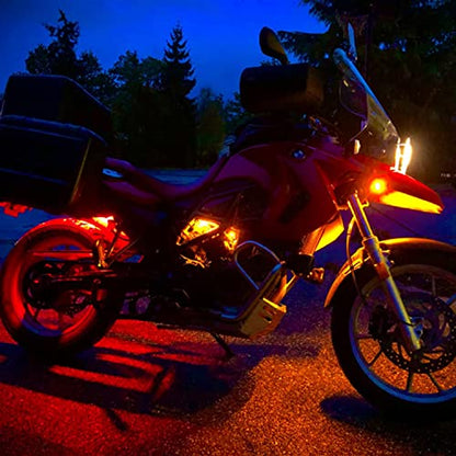 FXC 2x Universal Flexible LED Turn Signal Tail Brake License Plate Light Integrated for Motorcycle Bike ATV Car RV SUV, Brake/Running Tail Light(2Pack) (Amber Red) - color: Amber Red