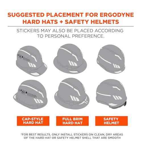Ergodyne Skullerz 8961 Reflective Hard Hat Stickers, Safety Helmet Strips, Hard Hat Accessories Adhesive Sticker Decal Kit