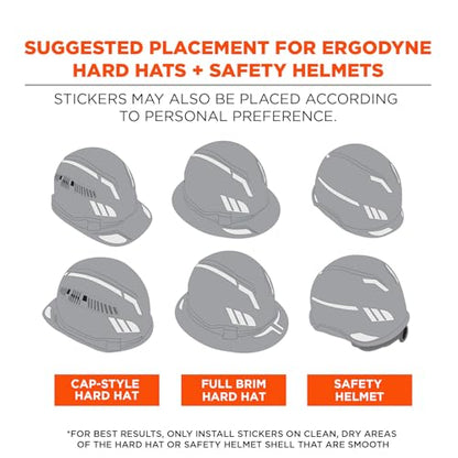 Ergodyne Skullerz 8961 Reflective Hard Hat Stickers, Safety Helmet Strips, Hard Hat Accessories Adhesive Sticker Decal Kit