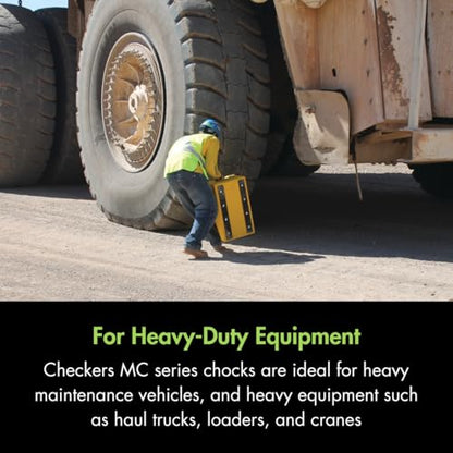 Checkers Heavy Duty Wheel Chocks for 46"-65" Tires, One Large Tire Chock for Lubrication Trucks and Maintenance Vehicles, 122 Ton Capacity, Lightweight HDPE, Made in The USA, Yellow, MC3009 - size: For 46"-65" Tires
