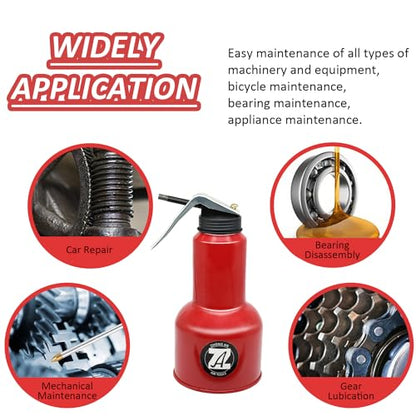 500ML Metal High Pressure Feed Oil Spray Gun Bottle Oil Can with Detachable Metal Straight & Flexible Spout - color: Red