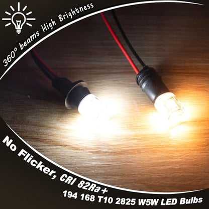 Heifymi 194 912 921 168 175 2825 W5W T5 T10 LED Bulbs 12V 24V Xenon White 6000K Super Bright fit for Car RV Trailer Tail Backup Reverse Brake License Plate Lights Bulbs, 2 Pack - color: 6000K Daylight White, size: T10