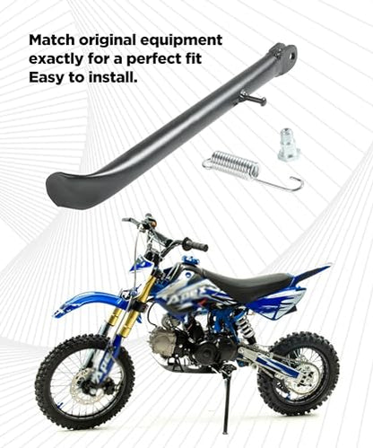 Dirt Bike Stand,Motorcycle Kickstand,Car Accessories Dirt bike Stand,Mini Bike Kickstand with Spring,Motorcycle Side Kickstand for Dirt Pit Bike 70cc 90cc 110cc 125cc 138cc 140cc 150cc 200cc