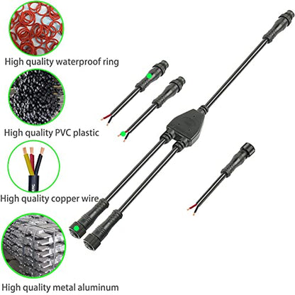 2pin Waterproof Connector,IP68 16WAG Y Shape 1 Male-Divided-2 Female Spillter Connector,LED Extension Cable for Car,Boat,Indoor/Outdoor LED Strip Lights. - size: Y Shape connector