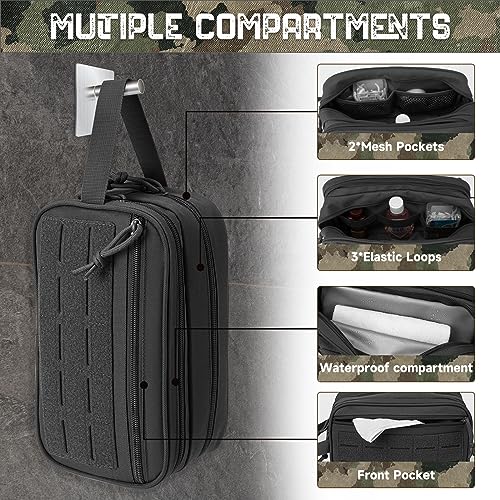 QT&QY Tactical Toiletry Bag For Men Hygiene Bag EDC Military Tool Molle Pouches Small Dopp Kit Mens Shaving Kit Travel shower Bags - color: 1 US Black