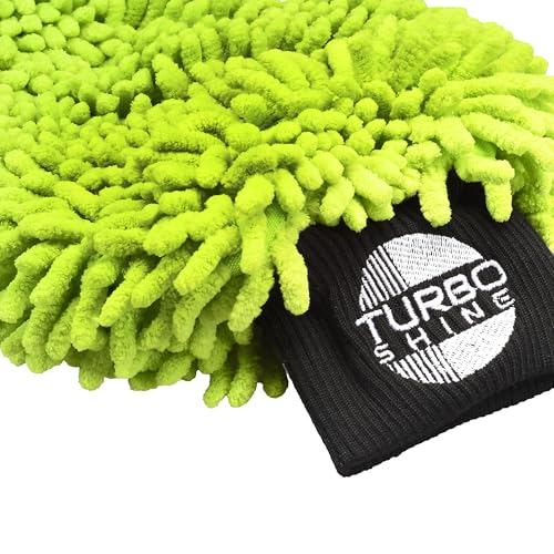 Microfiber Car Wash Mitt, Chenille Noodle Glove for Cars, Trucks, RVs, and Boats, Scratch-Free, Machine Washable, Reusable (1, Lime Green) - color: Lime Green