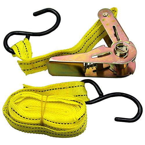Bluedot Trading Set of 8 x 15 Ft 1-Inch Ratchet Tie Downs with ‘S’ Hook Soft Loops - 500 lbs Working Load for Lighter Load Transport, Quantity 8 - Ideal for Cargo, Truck, Trailer, Moving and Hauling - size: 8 Rachets
