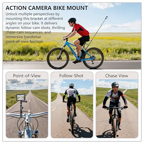 Motorcycle Camera Mount for Insta 360,Adjustable GoPro Bike Extension Pole Mount Compatible with Insta360, GoPro, and DJI Cameras - Designed for Bike and Motorcycle Riding Shots