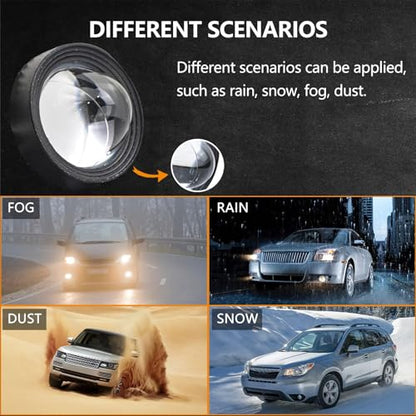 Motorcycle LED Driving Lights 60W 12000LM Fog Lights 6000K Driving Auxiliary Fog Lights Amber White Universal Fit for Motorcycle Truck ATV SUV Car Yacht, 2PCS