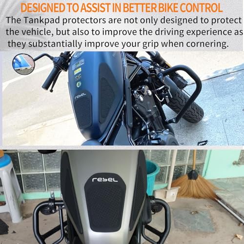 Motorcycle Fuel Gas Tank Stickers Compatible for Ho&nda Rebel CMX 250 300 500 2017-2024 Tank Grip Side Decals Anti Slip Tank Pads (A Style) - color: A Style