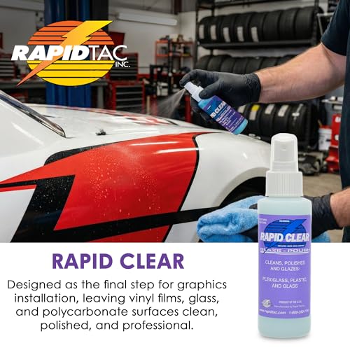 Rapid Clear Polish 4oz | Final Cleaning and Polish for Vinyl Films, Wraps, Plexiglass, Glass, and Polycarbonates | Helps Prevent Water Spotting for Graphics Installation - size: 4 Oz