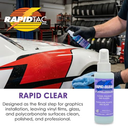 Rapid Clear Polish 4oz | Final Cleaning and Polish for Vinyl Films, Wraps, Plexiglass, Glass, and Polycarbonates | Helps Prevent Water Spotting for Graphics Installation - size: 4 Oz