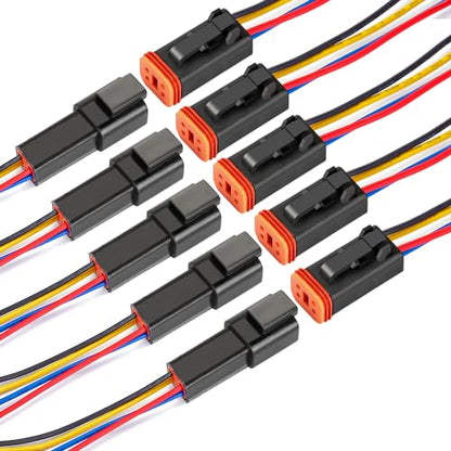 4 Pin Waterproof Connector,4 Wire Electrical Car Auto Connector,With 20CM 16AWG Long Male Female Plug Quick Disconnect Wire Connectors for Car Truck Motorcycle Marine Boat(5 Pairs Black) - size: DT 4P