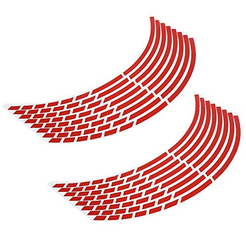 aqxreight Reflective Wheel Rim Stripe Decal, 16pcs Bike Motorcycle 16 18inch Reflective Wheel Strip Stickers Decoration Accessory(Red)