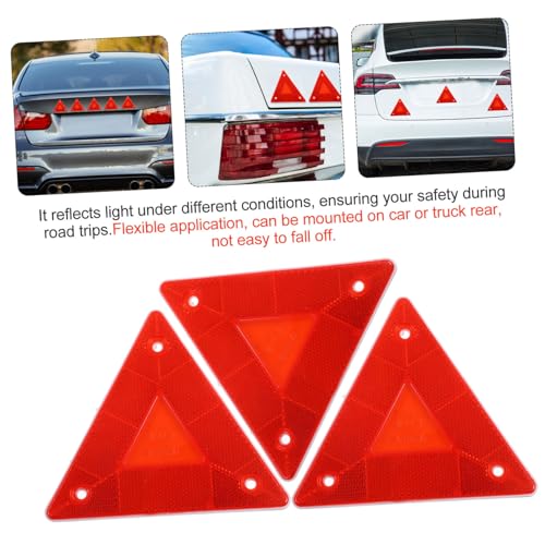 Amosfun 10Pcs Triangle Reflectors Warning Signs for Trucks Cars and Motorcycles Reflective Boards for Safety