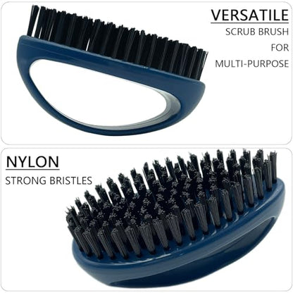 GKETN Small Scrub Brush with Nylon Bristles - Heavy Duty Cleaning Brush for Bathroom, Kitchen, Grout, Tiles - Non-Slip Teardrop Handle & Hangable Design - Deep Blue - color: Deep Blue