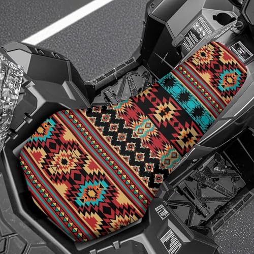 SEANATIVE Brown Aztec ATV Seat Cover Waterproof Non-Slip Universal Four Wheeler Seat Cover Motorcycle Passenger Seat Cushion Breathable Padded Protector - color: Brown Aztec