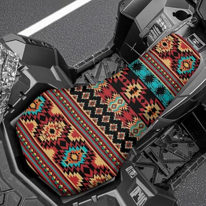 SEANATIVE Brown Aztec ATV Seat Cover Waterproof Non-Slip Universal Four Wheeler Seat Cover Motorcycle Passenger Seat Cushion Breathable Padded Protector - color: Brown Aztec