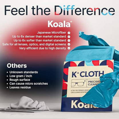 Koala Lens Cleaning Cloth | Japanese Microfiber | Glasses Cleaning Cloths | Eyeglass Lens Cleaner | Eyeglasses, Camera, VR/AR Headset, and Screen Cleaner | Blue & Purple (Pack of 3) - color: Purple / Blue, size: 3 Pack (XL)