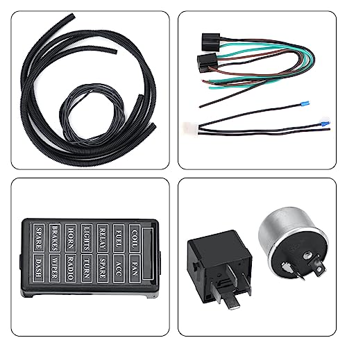 14 Circuit Wiring Harness Universal for Street Muscle Car Hot Rod Rat XL Copper Wire Harness 12V Fuse Wiring Harness Kit Compatible with Chevy Ford Chrysler Mopar Muscle Car