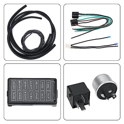 14 Circuit Wiring Harness Universal for Street Muscle Car Hot Rod Rat XL Copper Wire Harness 12V Fuse Wiring Harness Kit Compatible with Chevy Ford Chrysler Mopar Muscle Car