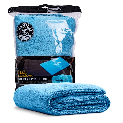 Chemical Guys Woolly Mammoth Large Microfiber Drying Towel - 36 x 25 Inch Blue, Ultra Plush Super Absorbent Car Drying Towel for Cars, Trucks, SUVs, Motorcycles, RVs, and Auto Detailing - color: Blue, size: 1 Pack