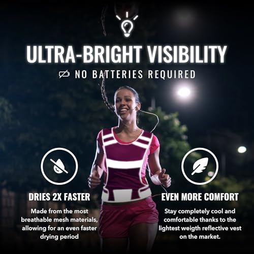 Mesh Reflective Running Vest with Inside Pocket & 2 Bands, Pink Small - color: Pink, size: Medium