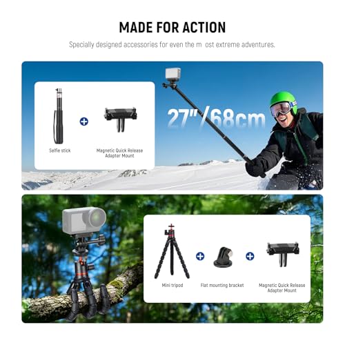 NEEWER 35 in 1 Action Camera Pro Accessories Kit Compatible with DJI Osmo Action 5 Pro 4 3 GoPro, Quick Release Adapter Mount for Diving Hiking Motorcycling Mountain Cycling Skiing Surfing Vlog, GP-51 - style: 35 in 1 Comatible with GoPro