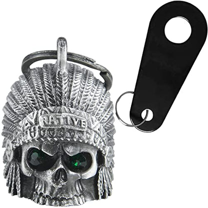 Dream Apparel Motorcycle Bell Guardian Angel Drive Away Gremlin, Biker Bell for Men Women Rider Riding, Good Luck Gift - color: Native W/ Green Eyes