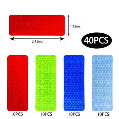 KUWSEIY 40 PCS Reflective Stickers, High Visibility Reflective Tape, Waterproof Safety Reflective Tape for Car Trailer Truck Bike Motorcycle, 1.18 x 3.15 Inch