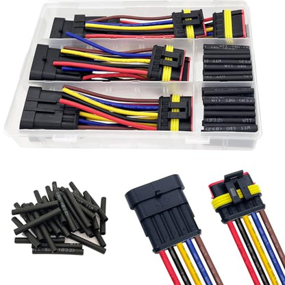 6 Kit 16 AWG 5 Pin Connector Car Waterproof Wire Connectors 5 Pin Automotive Electrical Connectors Quick Disconnect 5 Way Wire Terminal Connector Plug and Heat Shrink Tubing Kit - size: 5pin