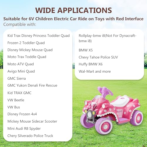 6 Volt Battery Charger for Kids Electric Car, Compatible with MINNIE MOUSE, BMX X6, Wal-Mart, Moto ATV Quad Car for Kid, Replacement Parts for Ride on Toys Kid TRAX Charger with Wire Harness Connector - size: Charger Kit