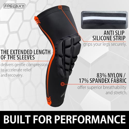 Frelaxy Wrestling Knee Pads, 3D Protective Compression Leg Sleeves, Padded Knee Sleeve for Wrestling, Basketball, Volleyball, Baseball, Knee Protective Gear for Youth, Women & Men (1 Pair) - size: X-Large