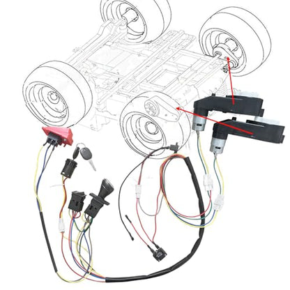 JRRXM 12V Motor Gearbox Wires Harness Conversion Kit Set for Power Wheels Trax Upgrade,DIY Self-Made High-Speed Ride On Toys Electric Car Complete Set of Parts,Fast,6V - size: 12V