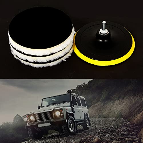 5pcs Car Polishing Pads Set 6 Inch Wool Buffing Pads Kit Automobile Buffer Polisher Bonnet Car Accessories for Sanding Polishing Waxing