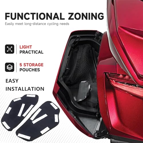 Motorcycle Saddle Bag Lid Organizers Side Case Trunk Storage Gear Bag Pocket Compatible with Honda Gold Wing Tour DCT Airbag 1800 GL1800 F6B GL 1800 2018-Up (A Pair of Bags)