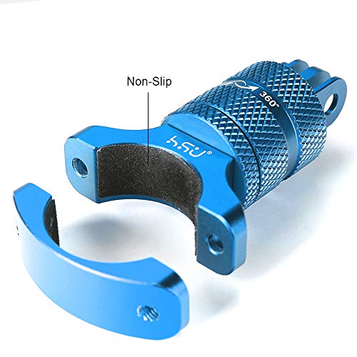 HSU Aluminum Bike Bicycle Handlebar Mount for Gopro Hero 13/12/11/10/9/8/7/6/5/4 Session SJCAM AKASO Campark and Other Action Cameras, 360 Degrees Rotary Mountain Bike Rack Mount (Blue) - color: Blue