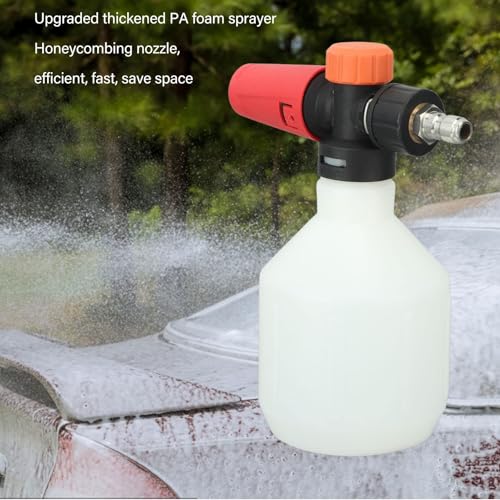 Foam Cannon Pressure Washer, Adjustable Snow Foam Sprayer Cleaning Kit for Cars Trucks 1/4 Inch Quick Connector Brass Plastic 500ML Round 1 Pack